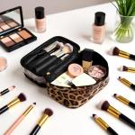 Leopard Print Double-layer Travel Makeup Bag