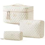 Quilted Floral Makeup Bag Set for Travel