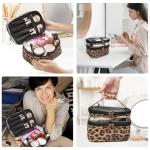 Leopard Print Double-layer Travel Makeup Bag