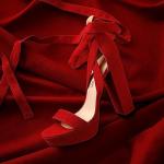 DREAM PAIRS Red Heeled Sandals for Women