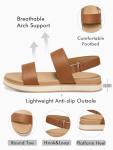 Coutgo Women's Brown Adjustable Double Strap Sandals