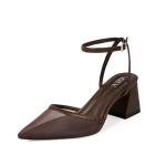 Dark Brown Pointed Toe Slingback Heels for Women