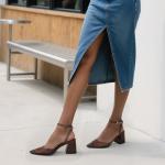 Dark Brown Pointed Toe Slingback Heels for Women