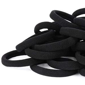 Black Cotton Hair Ties for Thick Hair - 50PCS