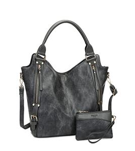 Stylish Dark Grey PU Leather Tote Bag