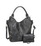 Stylish Dark Grey PU Leather Tote Bag
