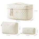 Quilted Floral Makeup Bag Set for Travel