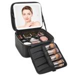 Black Travel Makeup Bag with LED Mirror