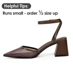 Dark Brown Pointed Toe Slingback Heels for Women