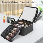 Black Travel Makeup Bag with LED Mirror