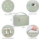 Sage Green Vegan Leather Makeup Bag for Travel