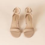 Beige Faux Leather Block Heel Sandals for Women