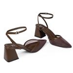 Dark Brown Pointed Toe Slingback Heels for Women