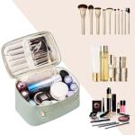 Sage Green Vegan Leather Makeup Bag for Travel