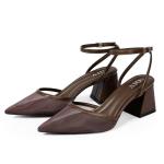Dark Brown Pointed Toe Slingback Heels for Women