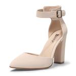 IDIFU Women's High Block Heels Ankle Strap Pumps