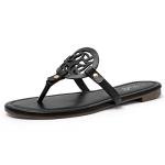 Stylish Black Dressy Flat Flip Flop Sandals