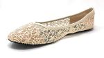 Charles Albert Women's Ivory Crochet Lace Ballet Flats