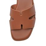 Rihero Women's Elegant Brown Leather Slip-On Sandals