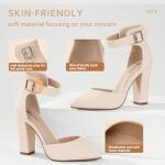 IDIFU Women's High Block Heels Ankle Strap Pumps