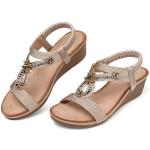 Chic Champagne Wedge Sandals with Ankle Strap