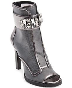 Karl Lagerfeld Paris Silver Peep-Toe Heeled Booties
