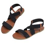 Rekayla Black Slip-On Flat Sandals for Women