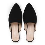 MUSSHOE Black Suede Pointed Toe Mules for Women