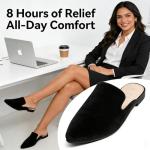 MUSSHOE Black Suede Pointed Toe Mules for Women