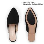 MUSSHOE Black Suede Pointed Toe Mules for Women