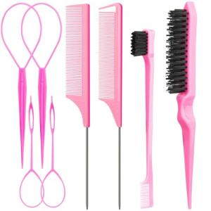 Aigee 8-Piece Pink Styling Combs Set