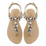 AIJIVOU Women's Rhinestone Flat Sandals for Summer