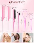 Aigee 8-Piece Pink Styling Combs Set