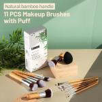 Bamboo Silver Makeup Brush Set with Blenders