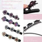 Crystal Braided Clover Hair Clips Set, 8 Pcs