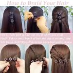 Crystal Braided Clover Hair Clips Set, 8 Pcs