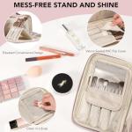 Pink Waterproof Travel Makeup Bag with Brush Holder