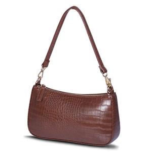 90s Small Brown Croc Pattern Shoulder Bag