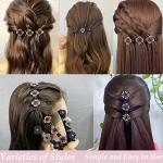 Crystal Braided Clover Hair Clips Set, 8 Pcs