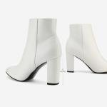DREAM PAIRS Sianna-1 White Block Heel Ankle Boots
