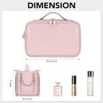 Pink Waterproof Travel Makeup Bag with Brush Holder