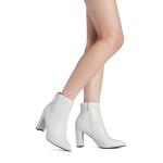 DREAM PAIRS Sianna-1 White Block Heel Ankle Boots