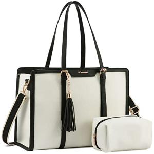LOVEVOOK Stylish Canvas Laptop Tote with Clutch