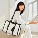 LOVEVOOK Stylish Canvas Laptop Tote with Clutch