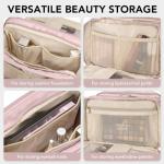 Pink Waterproof Travel Makeup Bag with Brush Holder