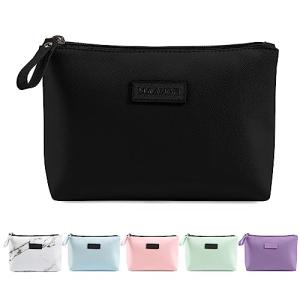 Chic Black PU Leather Makeup Bag for Travel
