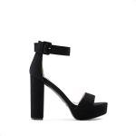 DREAM PAIRS Women's Black Nubuck High Heel Sandals