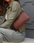 90s Small Brown Croc Pattern Shoulder Bag