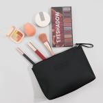 Chic Black PU Leather Makeup Bag for Travel