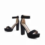 DREAM PAIRS Women's Black Nubuck High Heel Sandals